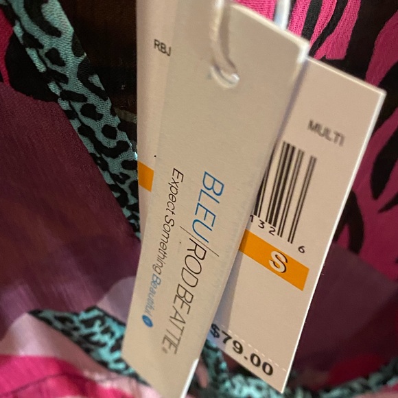 Rod Beattie Bleu swim beach cover up multicolor leopard and palm print - Picture 2 of 6